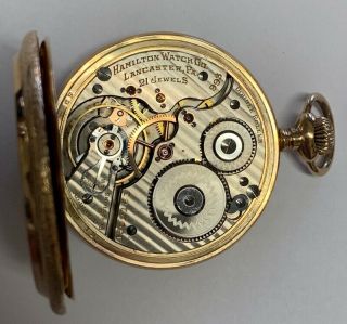 Hamilton 21 Jewel Grade 993 16 Size Open Face Pocket Watch 14K Gold Running 9