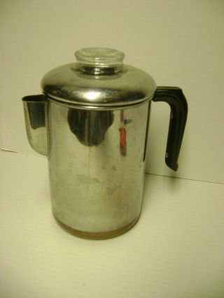 Vintage Revere Ware Pre 60s Coffee Pot Percolator Stainless Steel Copper Bottom