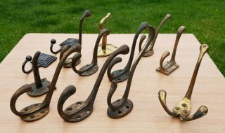 Old Antique Reclaimed Brass Coat Hooks