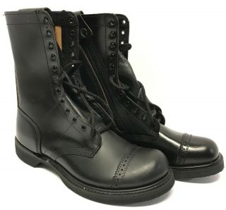 Corcoran Black Leather Jump Boots With Side Zipper,  Size 10m