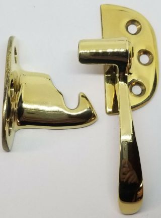 Right Hand Brass Plated Ice Box Latch 3/8 " Off Set Antique Vintage Retro Solid