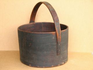 Antique Primitive Wooden Bucket Basket For Grain Berries Fruit Farm Rustic 19th