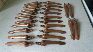 24 Vintage Art Deco Iron Stair Clips.  Grips.  Grippers.  Carpet Runner.