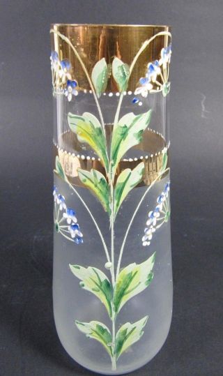 Art Nouveau Glass Vase Antique French Enameled Gilt Mont Joye Legras Moser Era