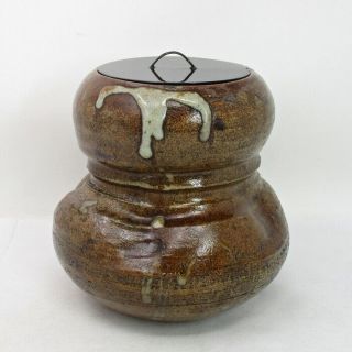 H822: Japanese Water Jug Of Old Tanba Pottery Ware With Good Shape And Glaze