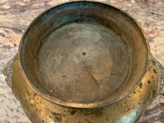 Chinese Bronze Censer Bowl with Lion Handles 5