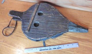 Bellows Antique Fireplace Vintage Primitive Wooden Leather Fire Stoker Handmade