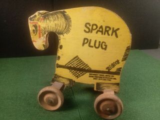 Spark Plug Barney Google Pull Toy Wooden Horse Vintage 2