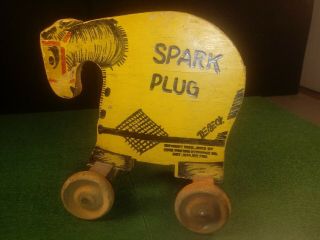 Spark Plug Barney Google Pull Toy Wooden Horse Vintage 4