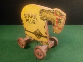 Spark Plug Barney Google Pull Toy Wooden Horse Vintage 7