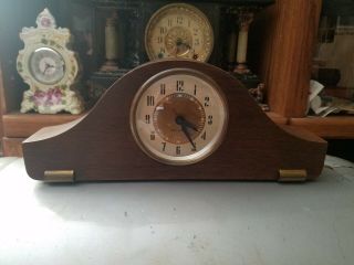 Vintage Seth Thomas Solid Wood/brass Electric Mantle Clock Model 404