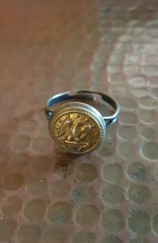 Civil War Era Military Brass Button Adjutable Ring
