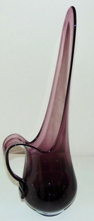 Vintage Mid Century Modern Pitcher Amethyst Glass Vase Purple