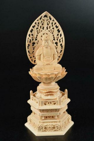 S3218: Japanese Wood Carving Buddhist Statue Sculpture Ornament Buddhist Art
