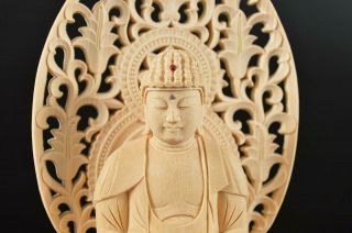 S3218: Japanese Wood carving BUDDHIST STATUE sculpture Ornament Buddhist art 2