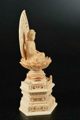 S3218: Japanese Wood carving BUDDHIST STATUE sculpture Ornament Buddhist art 5
