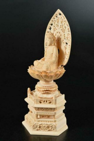 S3218: Japanese Wood carving BUDDHIST STATUE sculpture Ornament Buddhist art 6