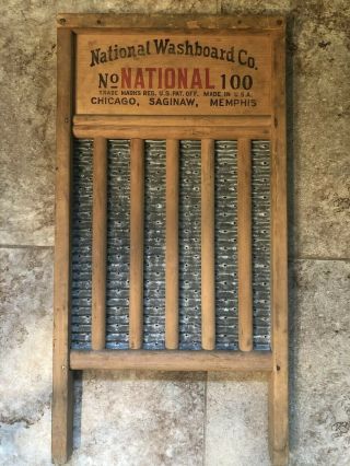 National Washboard Co.  No.  100 Rare Low Number Chicago,  Saginaw,  Memphis