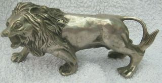 Unusual Art Deco Style Silvered / Chrome Plated Bronze Lion