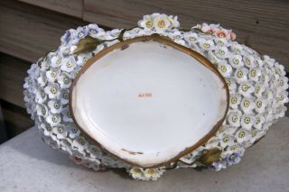 Vintage Flower Encrusted Porcelain Sitzendorf/Dresden - style Gilded Bowl 
