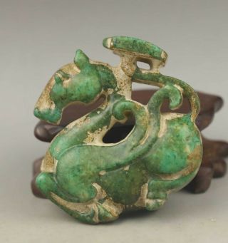 Chinese Old Natural Jade Hand - Carved Dragon Pendant 2 Inch
