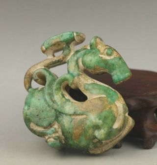 Chinese old natural jade hand - carved dragon pendant 2 inch 3
