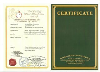 Patek Philippe Certificate / Expertise To Your Watch Movement Value Information