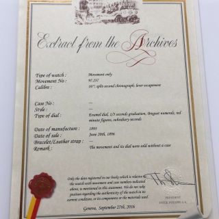 PATEK PHILIPPE CERTIFICATE / EXPERTISE TO YOUR WATCH MOVEMENT value information 3
