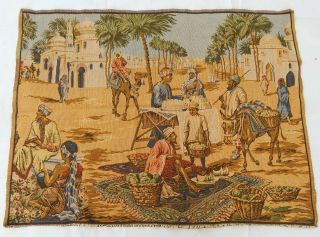 Vintage Belgium Arabian Market Scene Tapestry 64x85cm T430
