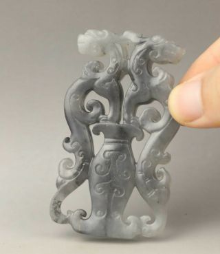 Chinese Old Natural Jade Hand - Carved Dragon Pendant 2.  9 Inch