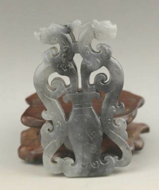 Chinese old natural jade hand - carved dragon pendant 2.  9 inch 3