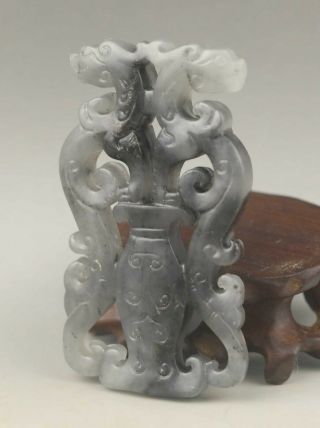 Chinese old natural jade hand - carved dragon pendant 2.  9 inch 4