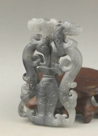 Chinese old natural jade hand - carved dragon pendant 2.  9 inch 5