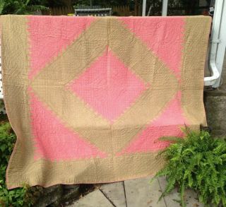 Antique Diamond Quilt: Pink And Brown