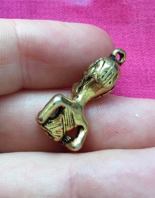 Vintage Antique Gold Tiki Tribal African Head Charm Pendant Estate Find Hippy 3