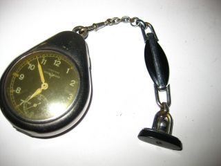Junghans Eagle Ww2 Era Officer Black Pocket Watch,  Protector Case Chain Fob Rare