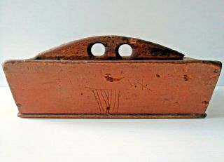 Antique Primitive Canted Side Wooden Knife Box - Early 19thc