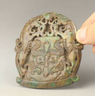 Chinese Old Natural Jade Hand - Carved Dragon Pendant 3.  1 Inch