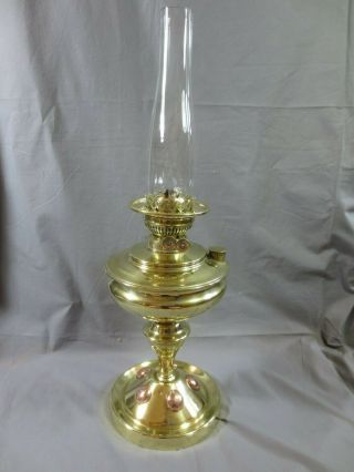 Rare Antique Victorian Brass And Copper Duplex Oil Lamp