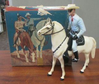 Vintage Hartland Lone Ranger On Silver Figure W/original Box