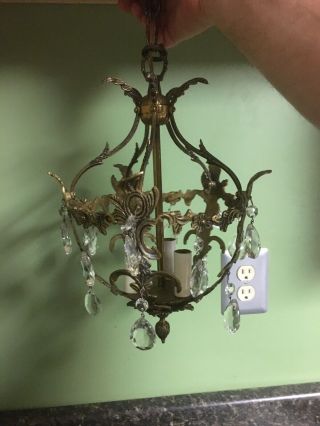 Vintage Spanish Brass Hanging Hall Light Fixture