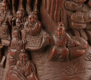 Chinese Exquisite Hand carved landscape people Carving bamboo Brush pot 7