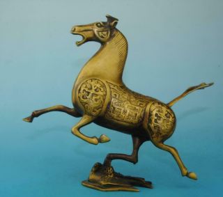 Chinese Antique Old Copper Hand Carved Zoology Horse Statue E01