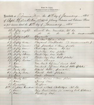 1865 Civil War Document Equipment Issued to Co C 1st Regiment Volunteer Reserve 2