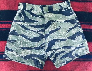 Vintage 60s Tiger Stripe Swim Trunks Shorts Vietnam USMC 28 30 32 Rare 2