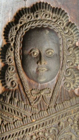 maple early19th C Springerle / cookie board,  swaddled baby w incredible detail 3