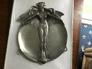 An Art Nouveau Pewter Tray By Wmf (numbered 1282,  Marked But Faint)