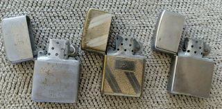 3 Zippo Lighters,  Vietnam Era 1969 - 1971,  2 Engraved