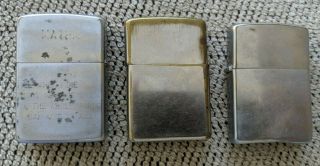 3 Zippo Lighters,  Vietnam Era 1969 - 1971,  2 Engraved 3