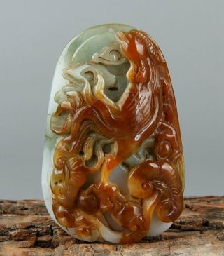 Chinese Exquisite Hand - Carved Phoenix Carving Jadeite Jade Pendant